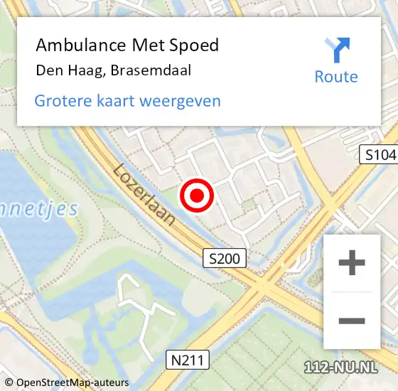 Locatie op kaart van de 112 melding: Ambulance Met Spoed Naar Den Haag, Brasemdaal op 11 oktober 2023 12:58