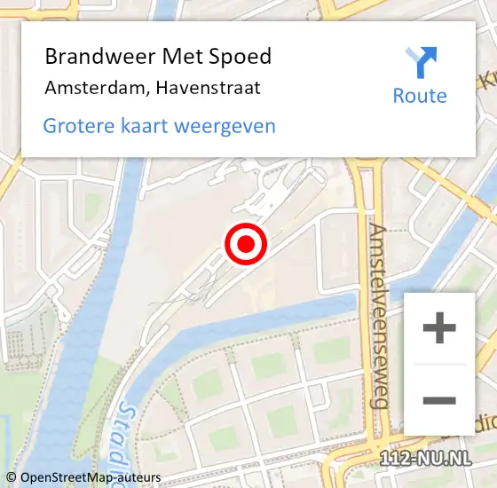Locatie op kaart van de 112 melding: Brandweer Met Spoed Naar Amsterdam, Havenstraat op 11 oktober 2023 13:30