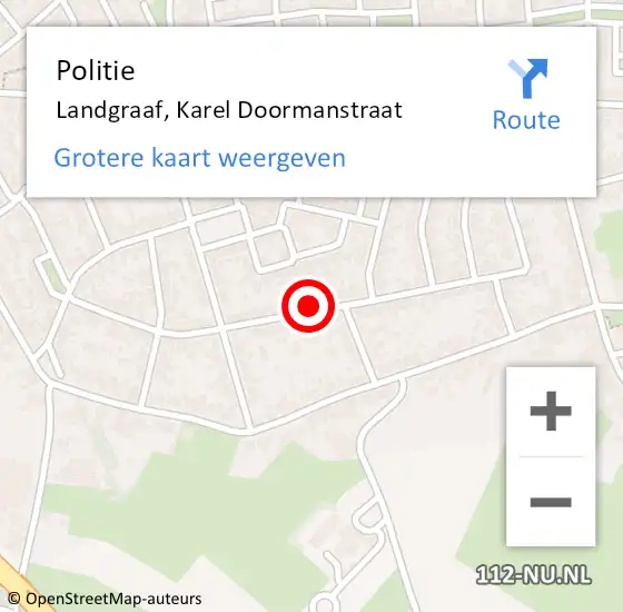 Locatie op kaart van de 112 melding: Politie Landgraaf, Karel Doormanstraat op 11 oktober 2023 14:06