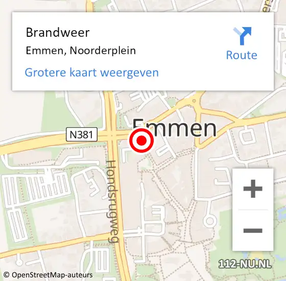 Locatie op kaart van de 112 melding: Brandweer Emmen, Noorderplein op 11 oktober 2023 14:07