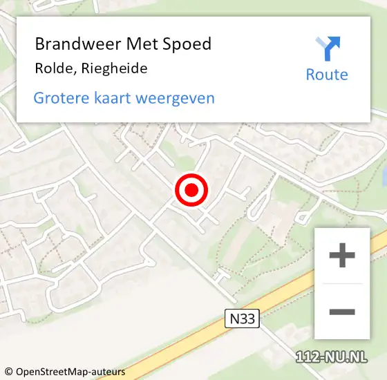 Locatie op kaart van de 112 melding: Brandweer Met Spoed Naar Rolde, Riegheide op 11 oktober 2023 14:17