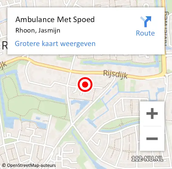 Locatie op kaart van de 112 melding: Ambulance Met Spoed Naar Rhoon, Jasmijn op 11 oktober 2023 14:42