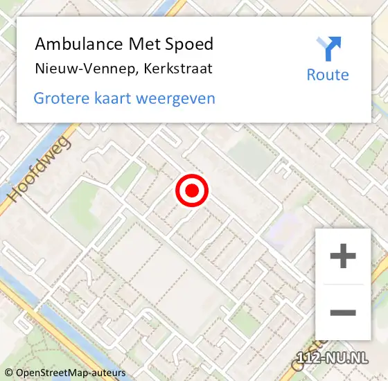 Locatie op kaart van de 112 melding: Ambulance Met Spoed Naar Nieuw-Vennep, Kerkstraat op 11 oktober 2023 14:48