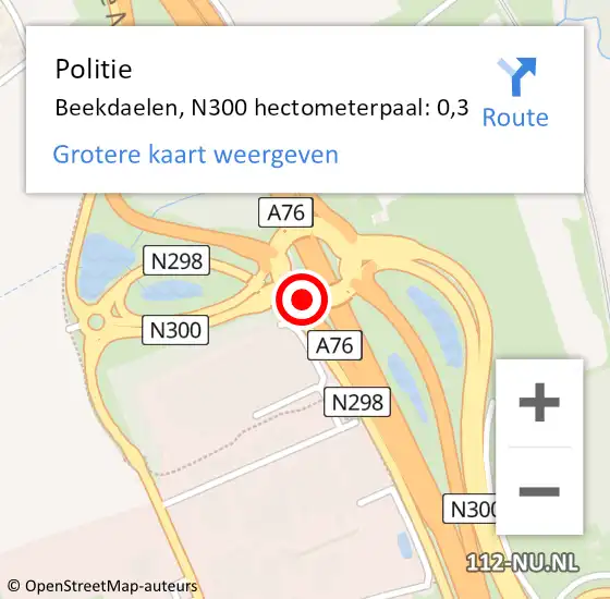 Locatie op kaart van de 112 melding: Politie Beekdaelen, N300 hectometerpaal: 0,3 op 11 oktober 2023 14:49