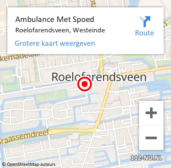 Locatie op kaart van de 112 melding: Ambulance Met Spoed Naar Roelofarendsveen, Westeinde op 11 oktober 2023 14:54