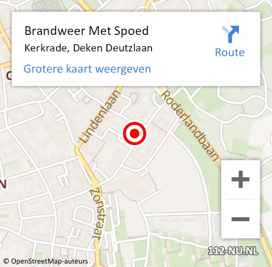 Locatie op kaart van de 112 melding: Brandweer Met Spoed Naar Kerkrade, Deken Deutzlaan op 11 oktober 2023 14:58