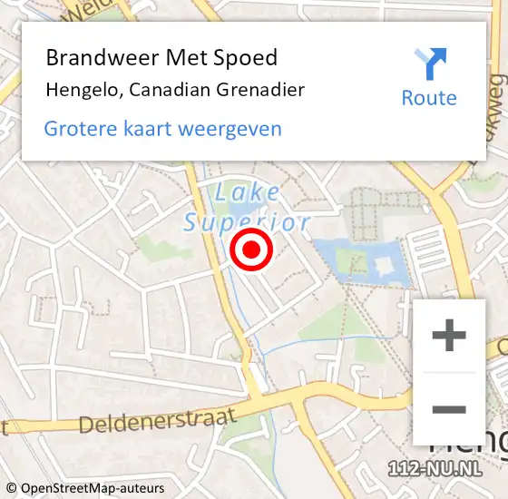 Locatie op kaart van de 112 melding: Brandweer Met Spoed Naar Hengelo, Canadian Grenadier op 11 oktober 2023 15:00