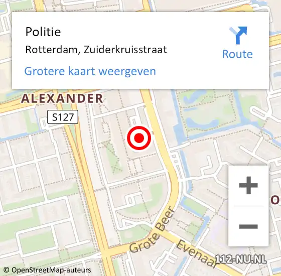 Locatie op kaart van de 112 melding: Politie Rotterdam, Zuiderkruisstraat op 11 oktober 2023 15:09