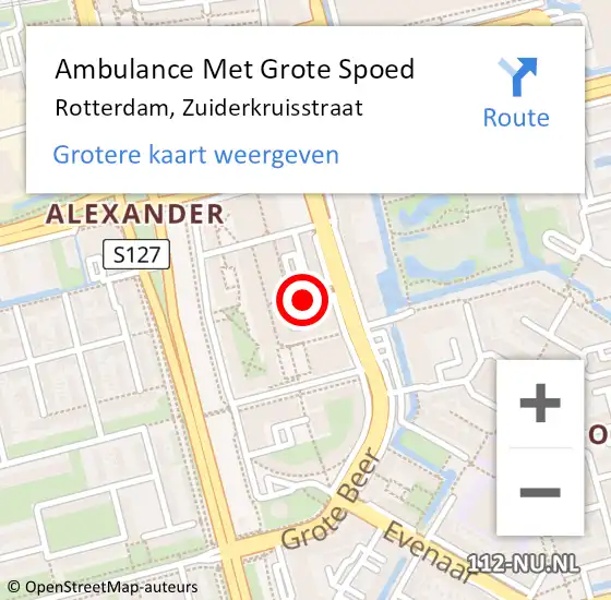 Locatie op kaart van de 112 melding: Ambulance Met Grote Spoed Naar Rotterdam, Zuiderkruisstraat op 11 oktober 2023 15:09