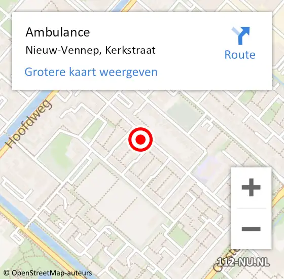 Locatie op kaart van de 112 melding: Ambulance Nieuw-Vennep, Kerkstraat op 11 oktober 2023 15:13