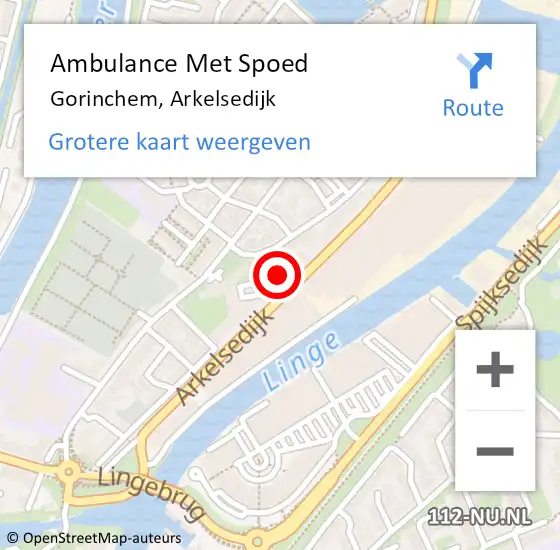 Locatie op kaart van de 112 melding: Ambulance Met Spoed Naar Gorinchem, Arkelsedijk op 11 oktober 2023 15:14