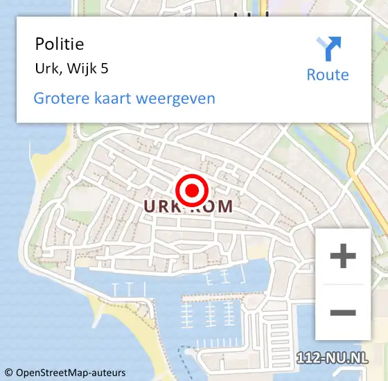 Locatie op kaart van de 112 melding: Politie Urk, Wijk 5 op 11 oktober 2023 16:14