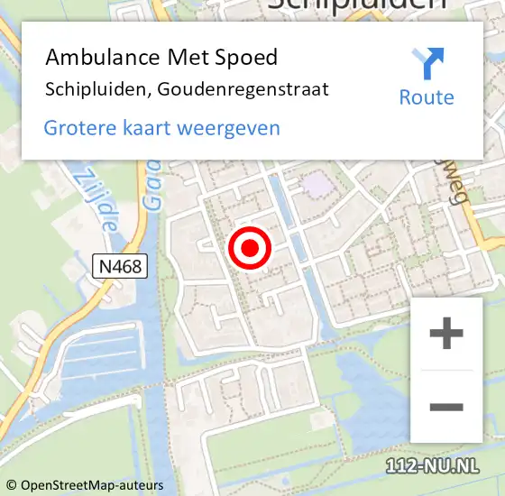 Locatie op kaart van de 112 melding: Ambulance Met Spoed Naar Schipluiden, Goudenregenstraat op 11 oktober 2023 16:20