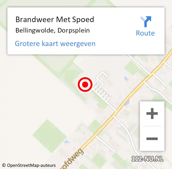 Locatie op kaart van de 112 melding: Brandweer Met Spoed Naar Bellingwolde, Dorpsplein op 11 oktober 2023 16:25