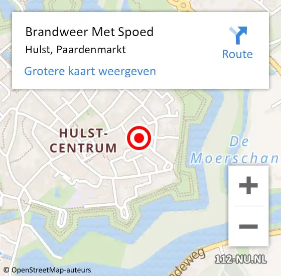 Locatie op kaart van de 112 melding: Brandweer Met Spoed Naar Hulst, Paardenmarkt op 11 oktober 2023 16:38