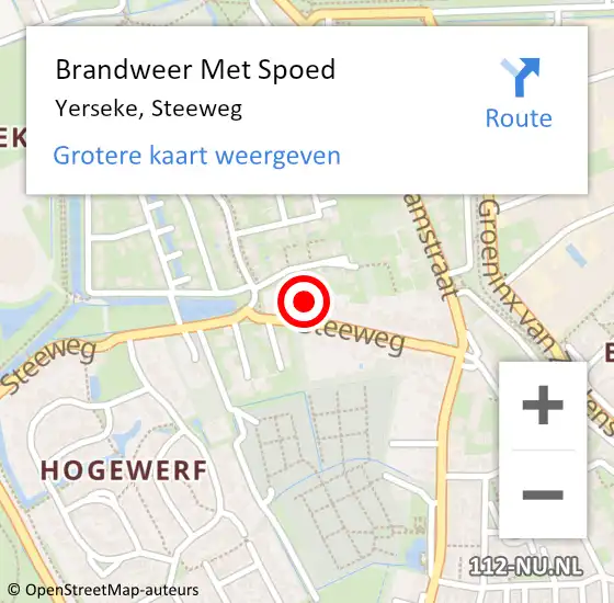 Locatie op kaart van de 112 melding: Brandweer Met Spoed Naar Yerseke, Steeweg op 11 oktober 2023 16:40