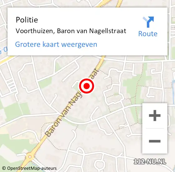 Locatie op kaart van de 112 melding: Politie Voorthuizen, Baron van Nagellstraat op 11 oktober 2023 16:41