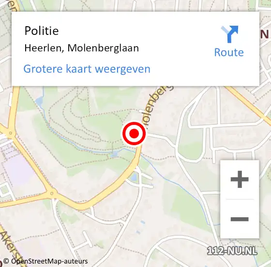 Locatie op kaart van de 112 melding: Politie Heerlen, Molenberglaan op 11 oktober 2023 17:01