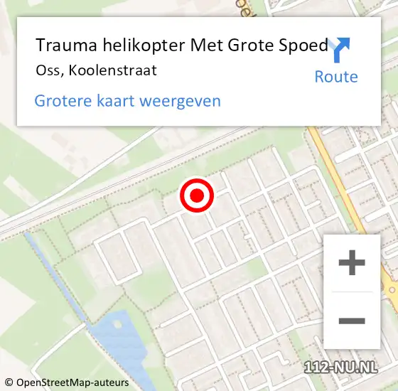Locatie op kaart van de 112 melding: Trauma helikopter Met Grote Spoed Naar Oss, Koolenstraat op 11 oktober 2023 17:40