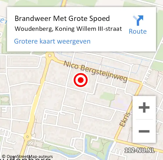 Locatie op kaart van de 112 melding: Brandweer Met Grote Spoed Naar Woudenberg, Koning Willem III-straat op 11 oktober 2023 17:43