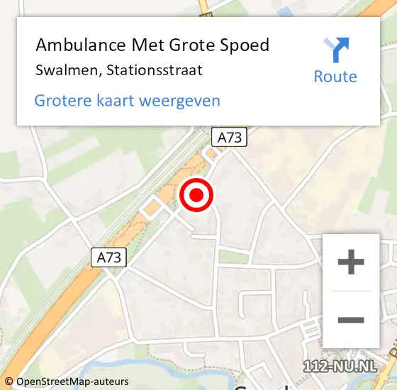 Locatie op kaart van de 112 melding: Ambulance Met Grote Spoed Naar Swalmen, Stationsstraat op 11 oktober 2023 18:09