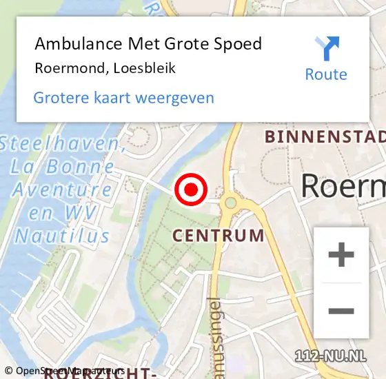 Locatie op kaart van de 112 melding: Ambulance Met Grote Spoed Naar Roermond, Loesbleik op 11 oktober 2023 18:12