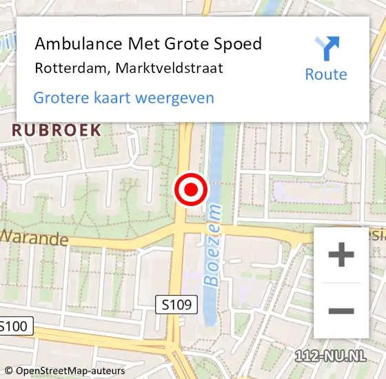 Locatie op kaart van de 112 melding: Ambulance Met Grote Spoed Naar Rotterdam, Marktveldstraat op 11 oktober 2023 18:29