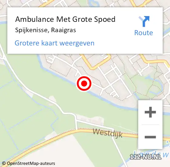 Locatie op kaart van de 112 melding: Ambulance Met Grote Spoed Naar Spijkenisse, Raaigras op 11 oktober 2023 18:58