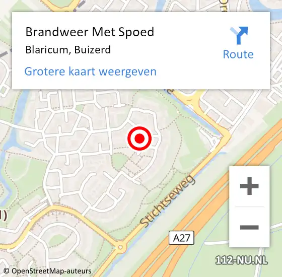 Locatie op kaart van de 112 melding: Brandweer Met Spoed Naar Blaricum, Buizerd op 11 oktober 2023 19:06