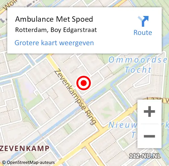 Locatie op kaart van de 112 melding: Ambulance Met Spoed Naar Rotterdam, Boy Edgarstraat op 11 oktober 2023 19:08