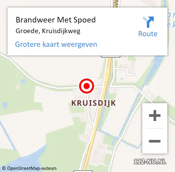 Locatie op kaart van de 112 melding: Brandweer Met Spoed Naar Groede, Kruisdijkweg op 11 oktober 2023 19:08