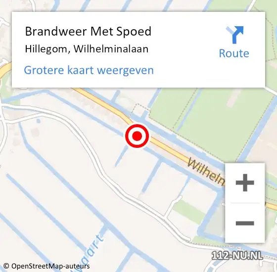 Locatie op kaart van de 112 melding: Brandweer Met Spoed Naar Hillegom, Wilhelminalaan op 11 oktober 2023 19:46