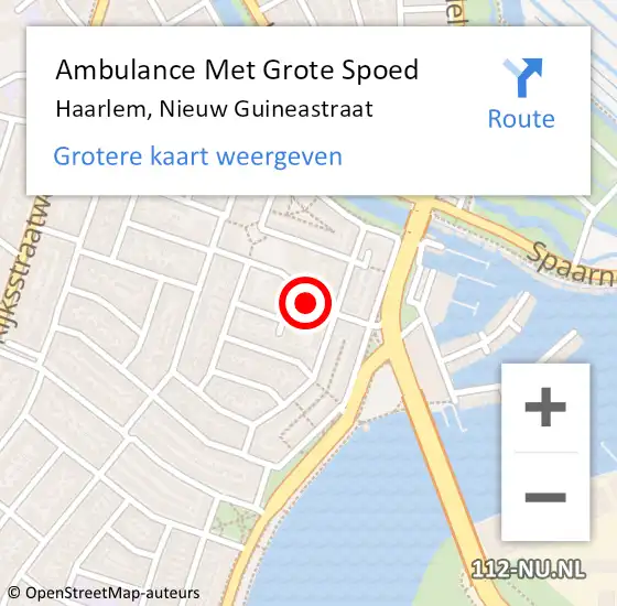 Locatie op kaart van de 112 melding: Ambulance Met Grote Spoed Naar Haarlem, Nieuw Guineastraat op 11 oktober 2023 19:47