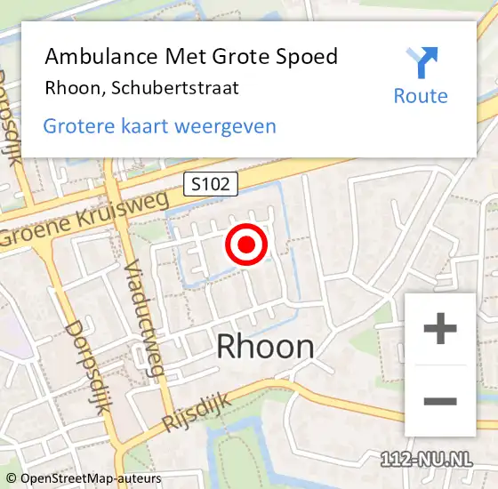 Locatie op kaart van de 112 melding: Ambulance Met Grote Spoed Naar Rhoon, Schubertstraat op 11 oktober 2023 19:56