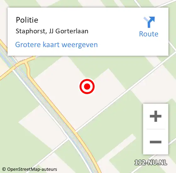 Locatie op kaart van de 112 melding: Politie Staphorst, JJ Gorterlaan op 11 oktober 2023 20:03