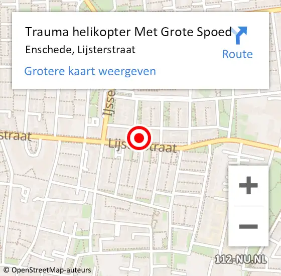 Locatie op kaart van de 112 melding: Trauma helikopter Met Grote Spoed Naar Enschede, Lijsterstraat op 11 oktober 2023 20:13