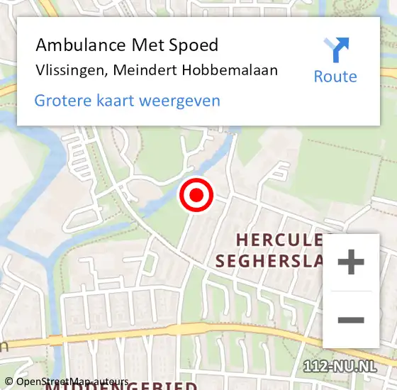 Locatie op kaart van de 112 melding: Ambulance Met Spoed Naar Vlissingen, Meindert Hobbemalaan op 11 september 2014 10:34