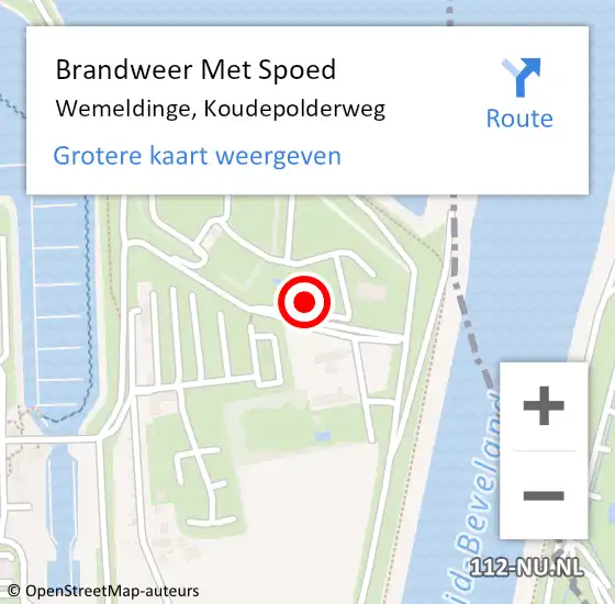 Locatie op kaart van de 112 melding: Brandweer Met Spoed Naar Wemeldinge, Koudepolderweg op 11 oktober 2023 20:37