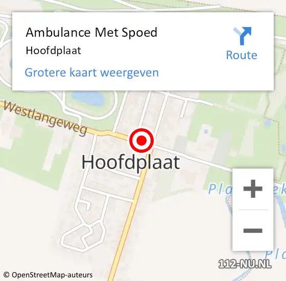 Locatie op kaart van de 112 melding: Ambulance Met Spoed Naar Hoofdplaat op 11 oktober 2023 20:40