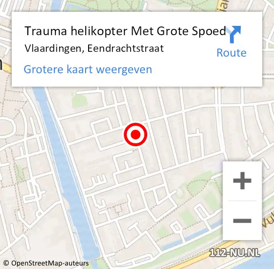 Locatie op kaart van de 112 melding: Trauma helikopter Met Grote Spoed Naar Vlaardingen, Eendrachtstraat op 11 oktober 2023 20:48