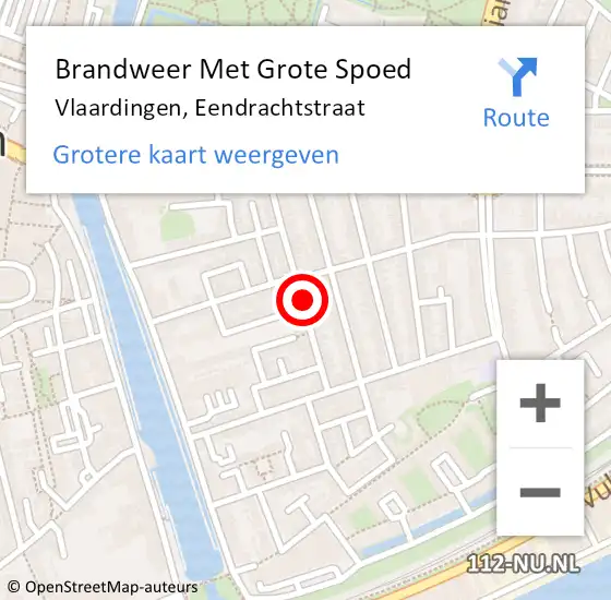 Locatie op kaart van de 112 melding: Brandweer Met Grote Spoed Naar Vlaardingen, Eendrachtstraat op 11 oktober 2023 20:48