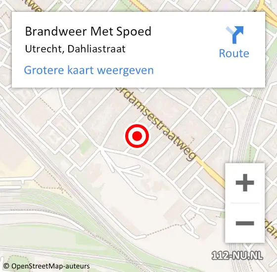 Locatie op kaart van de 112 melding: Brandweer Met Spoed Naar Utrecht, Dahliastraat op 11 oktober 2023 20:51