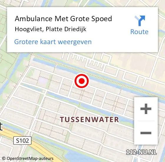 Locatie op kaart van de 112 melding: Ambulance Met Grote Spoed Naar Hoogvliet, Platte Driedijk op 11 oktober 2023 21:17