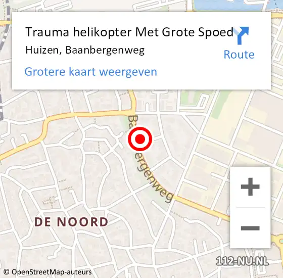 Locatie op kaart van de 112 melding: Trauma helikopter Met Grote Spoed Naar Huizen, Baanbergenweg op 11 oktober 2023 22:01