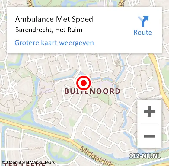 Locatie op kaart van de 112 melding: Ambulance Met Spoed Naar Barendrecht, Het Ruim op 11 oktober 2023 22:03