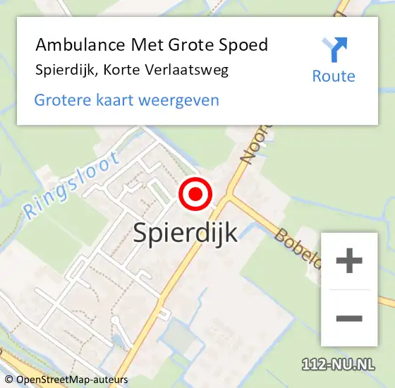 Locatie op kaart van de 112 melding: Ambulance Met Grote Spoed Naar Spierdijk, Korte Verlaatsweg op 11 september 2014 10:42