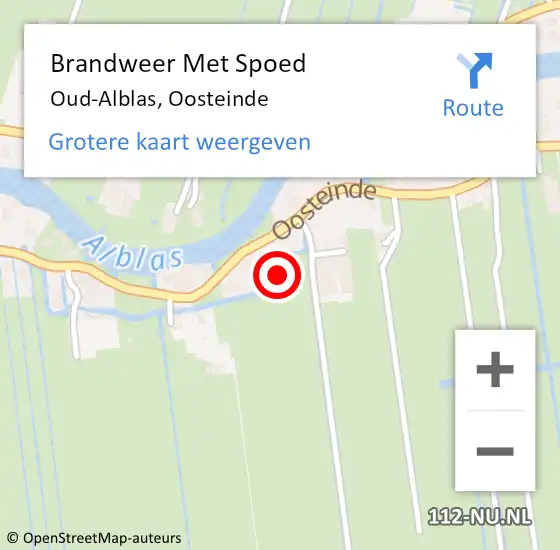 Locatie op kaart van de 112 melding: Brandweer Met Spoed Naar Oud-Alblas, Oosteinde op 11 oktober 2023 22:14