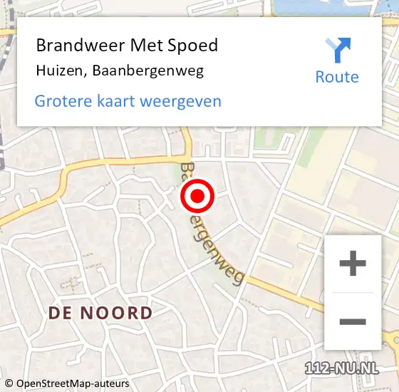 Locatie op kaart van de 112 melding: Brandweer Met Spoed Naar Huizen, Baanbergenweg op 11 oktober 2023 22:43