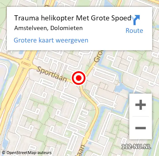 Locatie op kaart van de 112 melding: Trauma helikopter Met Grote Spoed Naar Amstelveen, Dolomieten op 11 oktober 2023 22:54
