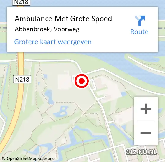 Locatie op kaart van de 112 melding: Ambulance Met Grote Spoed Naar Abbenbroek, Voorweg op 11 oktober 2023 23:10